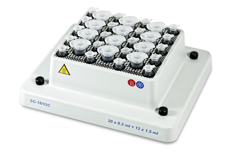 SC-18/02 Block für 20 × 0,2ml-Mikroröhrchen + 12 × 1,5ml-Mikroröhrchen