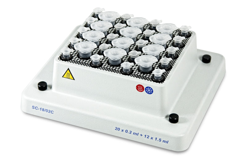 SC-18/02C Block für 20 × 0,2ml-Mikroröhrchen + 12 × 1,5ml-Mikroröhrchen