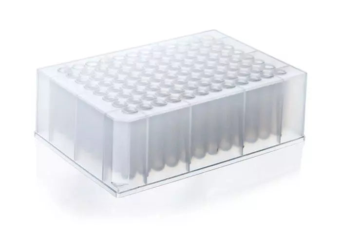 Deep-well Platte, 96-well, PP, well-Form rund, U-Boden, erhöhter Rand, 1.2 ml, BIO-CERT PCR QUALITY, pk/32