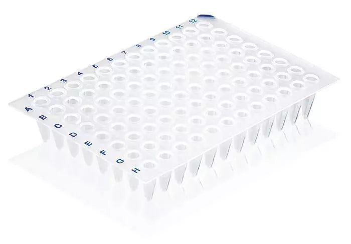 PCR-Platte 96-well, PP, ohne Rahmen, Standard, well-Rand erhöht, 0.2 ml, weiß, BIO-CERT PCR QUALITY, pk/50